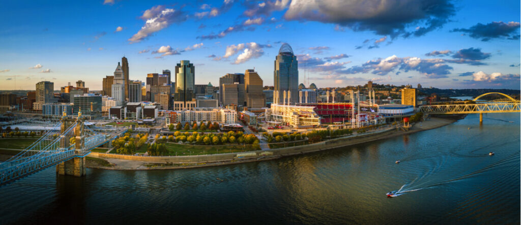 Ohio River and Cincinnati ohio skyline